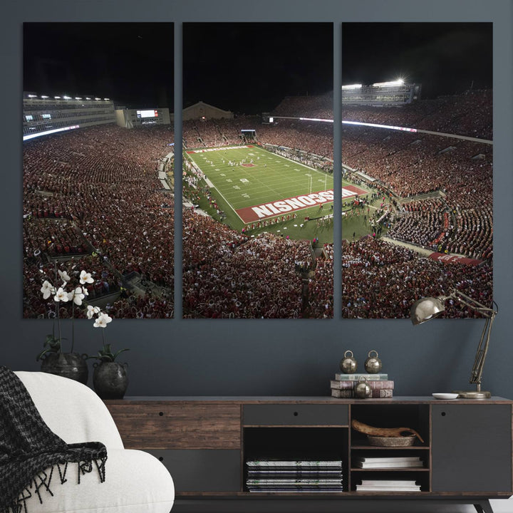 Wisconsin Badgers Football Team Print - Madison Camp Randall Stadium Wall Art Canvas Print