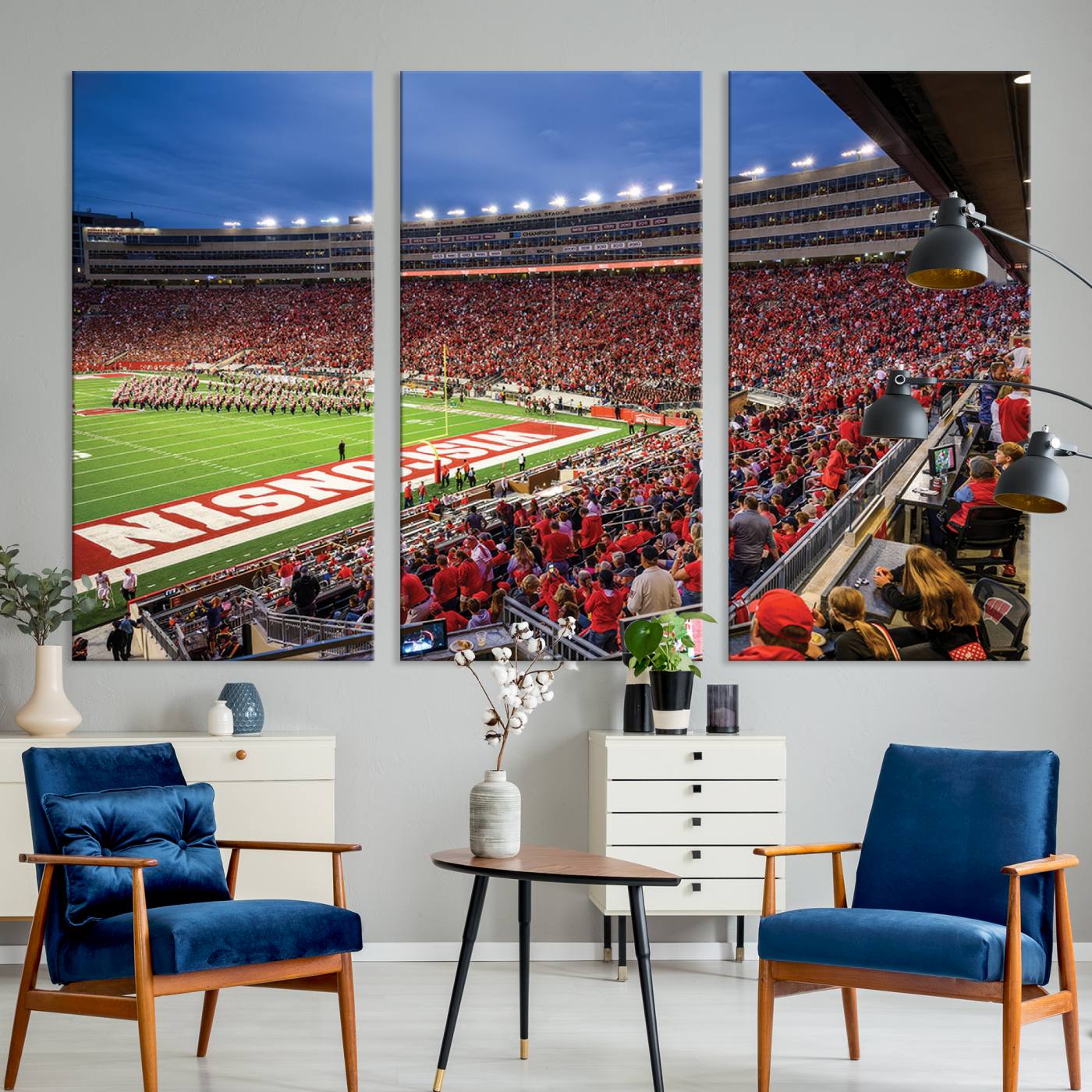 57601-MGV-CV-36X24-Wisconsin Badgers Football Team Print - Madison Camp Randall Stadium Wall Art, Wisconsin Badgers Canvas Print