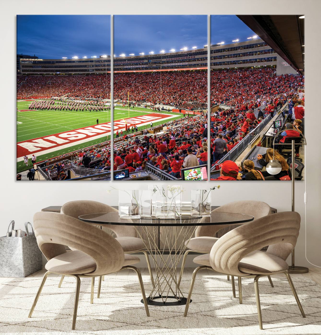 57601-MGV-CV-36X24-Wisconsin Badgers Football Team Print - Madison Camp Randall Stadium Wall Art, Wisconsin Badgers Canvas Print