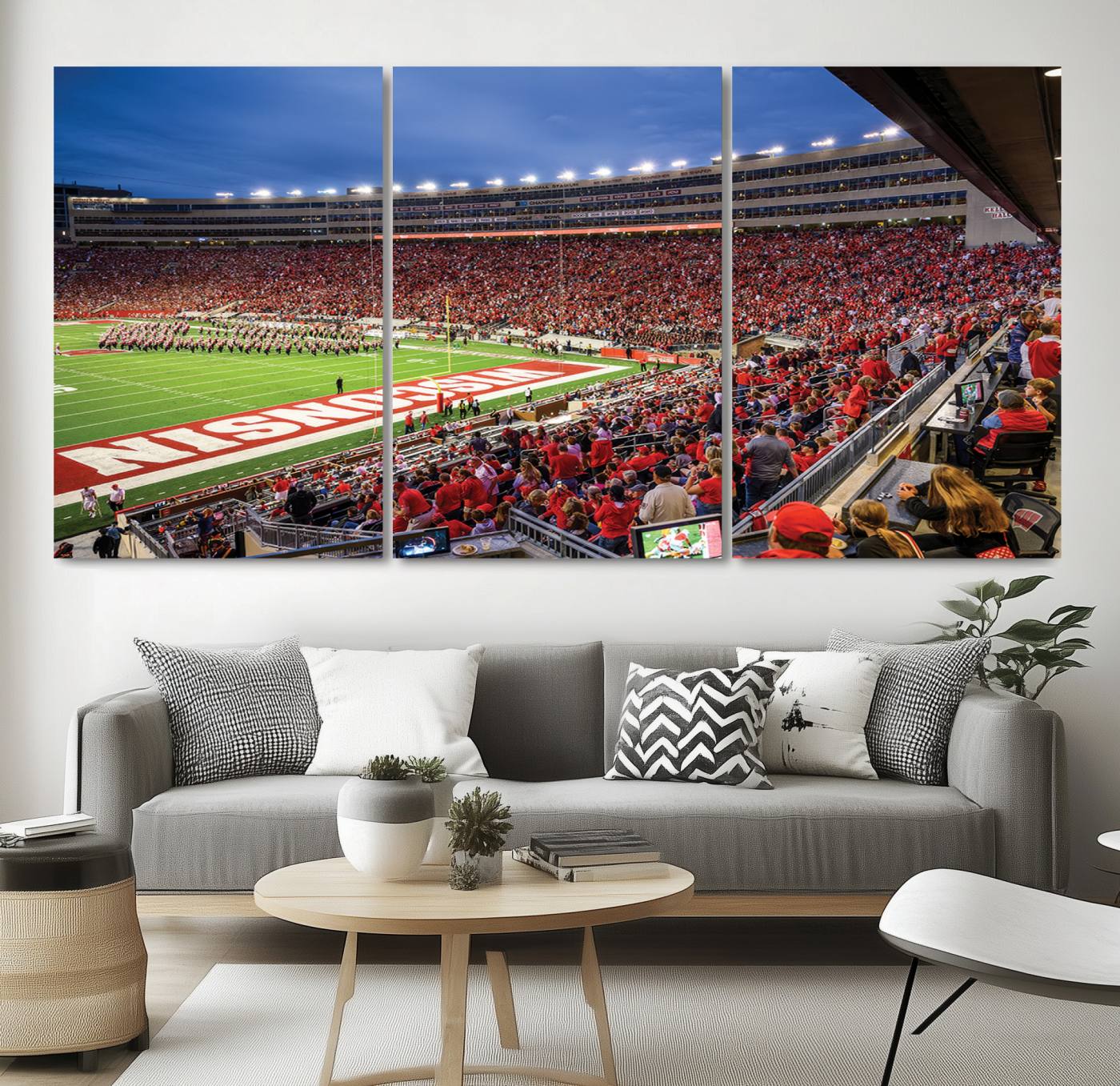 57601-MGV-CV-36X24-Wisconsin Badgers Football Team Print - Madison Camp Randall Stadium Wall Art, Wisconsin Badgers Canvas Print