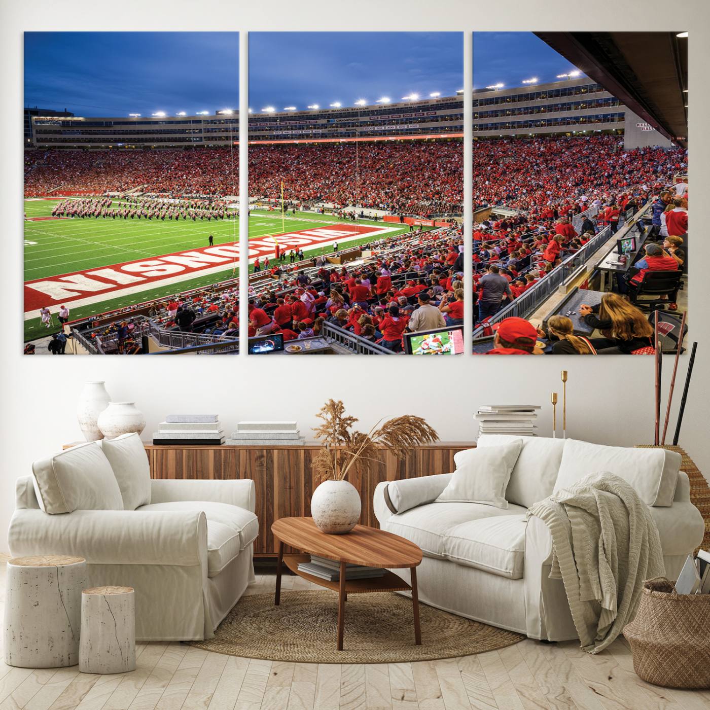 57601-MGV-CV-36X24-Wisconsin Badgers Football Team Print - Madison Camp Randall Stadium Wall Art, Wisconsin Badgers Canvas Print
