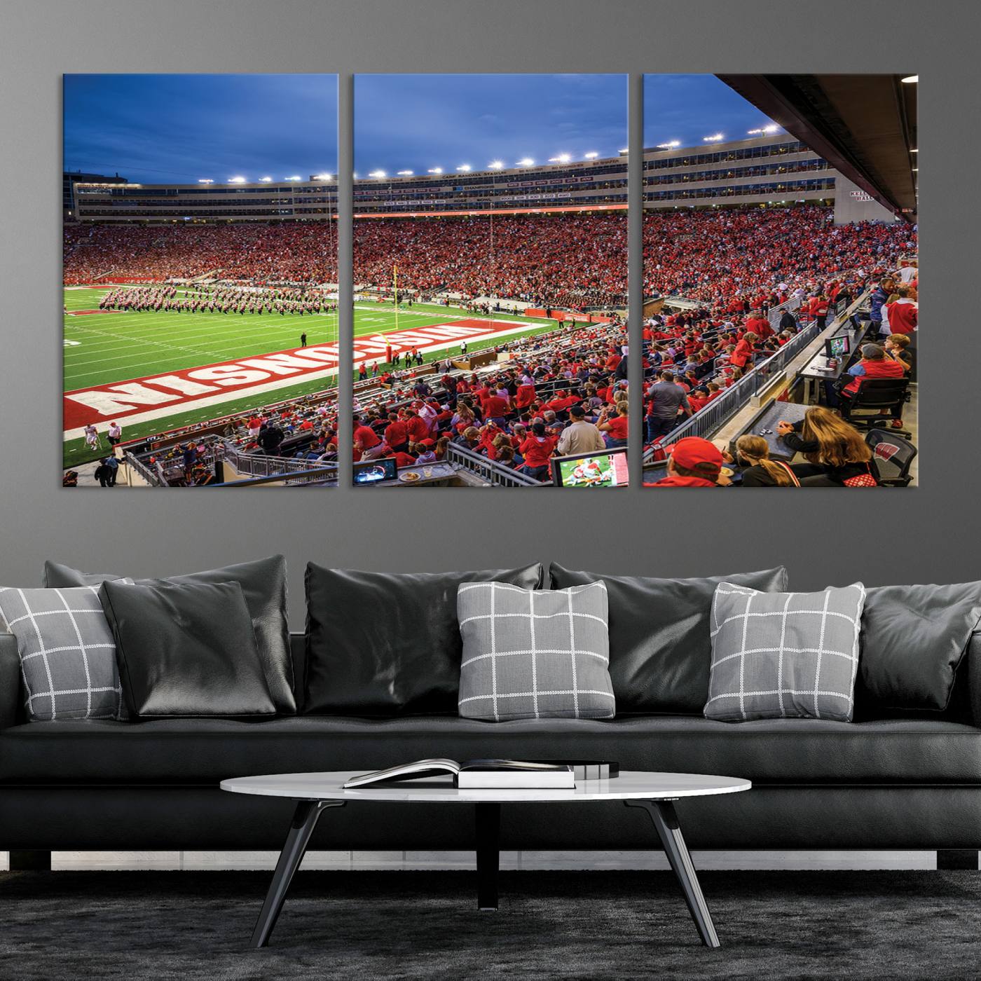 57601-MGV-CV-36X24-Wisconsin Badgers Football Team Print - Madison Camp Randall Stadium Wall Art, Wisconsin Badgers Canvas Print