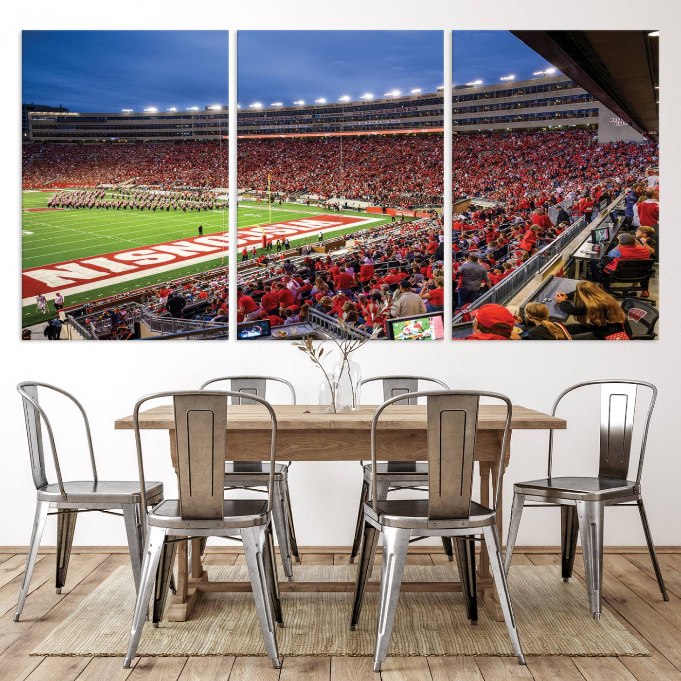 57601-MGV-CV-36X24-Wisconsin Badgers Football Team Print - Madison Camp Randall Stadium Wall Art, Wisconsin Badgers Canvas Print