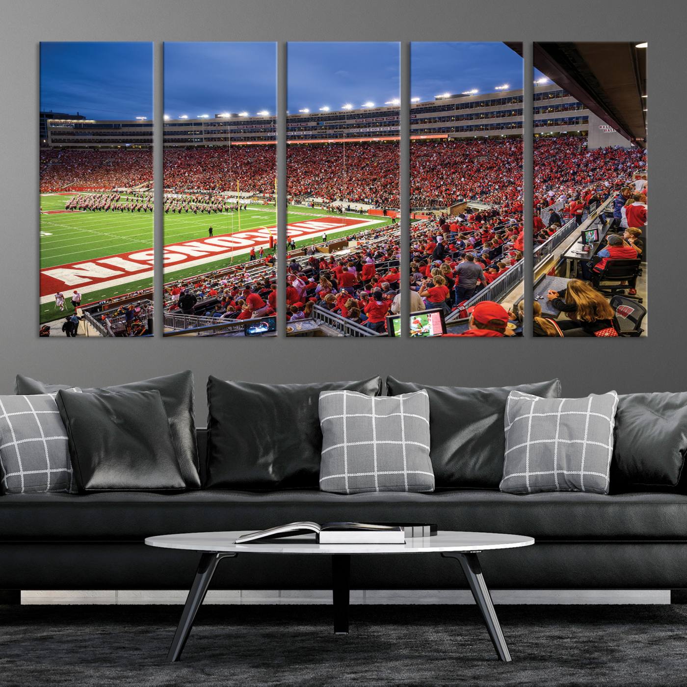 57601-MGV-CV-36X24-Wisconsin Badgers Football Team Print - Madison Camp Randall Stadium Wall Art, Wisconsin Badgers Canvas Print