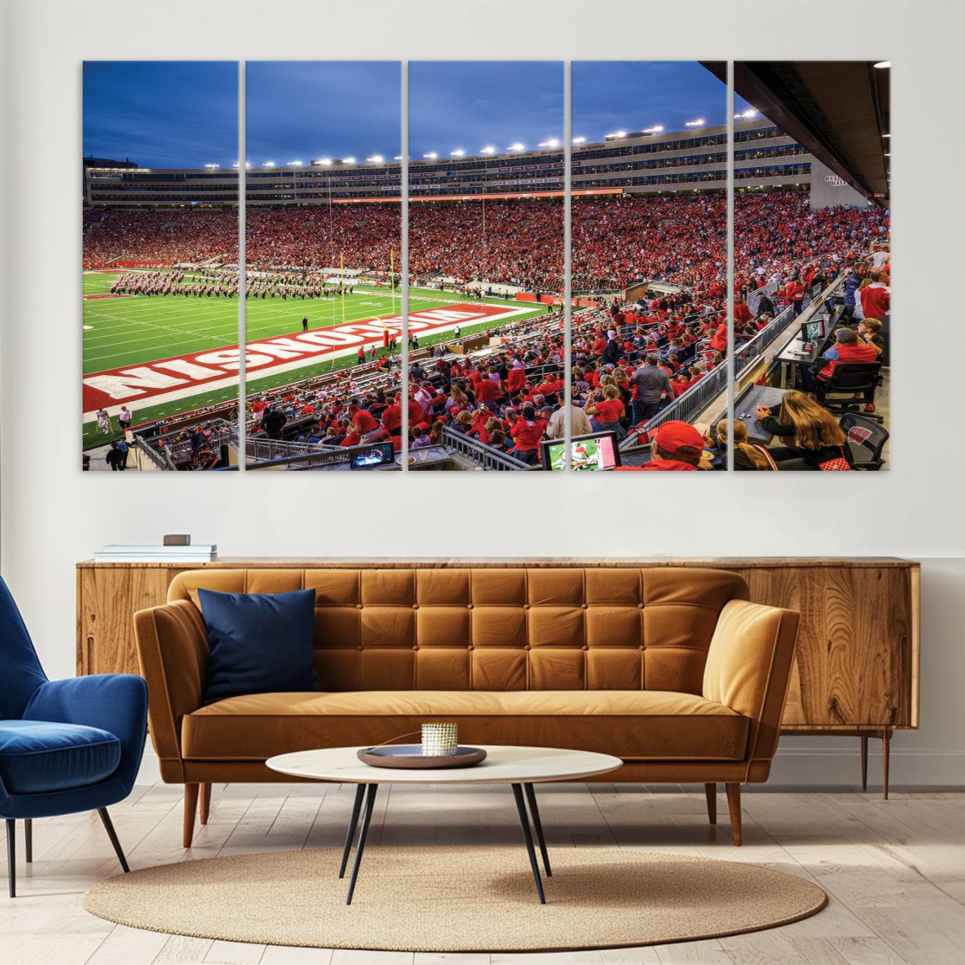 57601-MGV-CV-36X24-Wisconsin Badgers Football Team Print - Madison Camp Randall Stadium Wall Art, Wisconsin Badgers Canvas Print