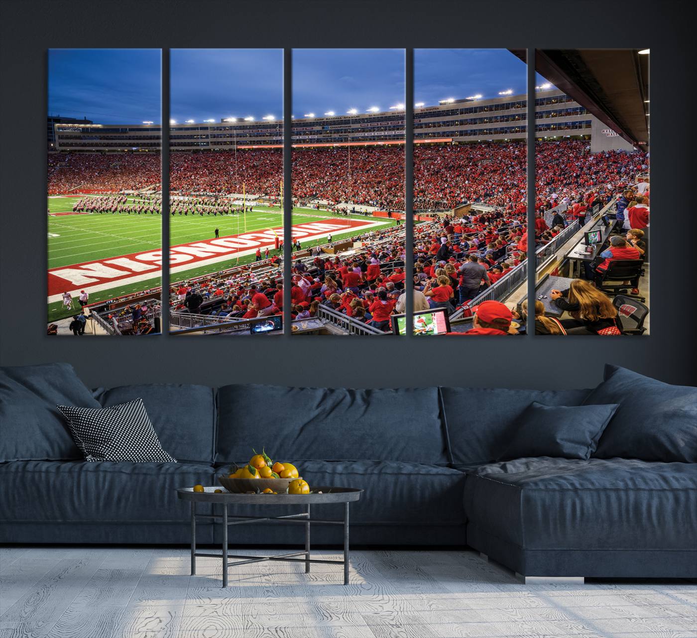 57601-MGV-CV-36X24-Wisconsin Badgers Football Team Print - Madison Camp Randall Stadium Wall Art, Wisconsin Badgers Canvas Print