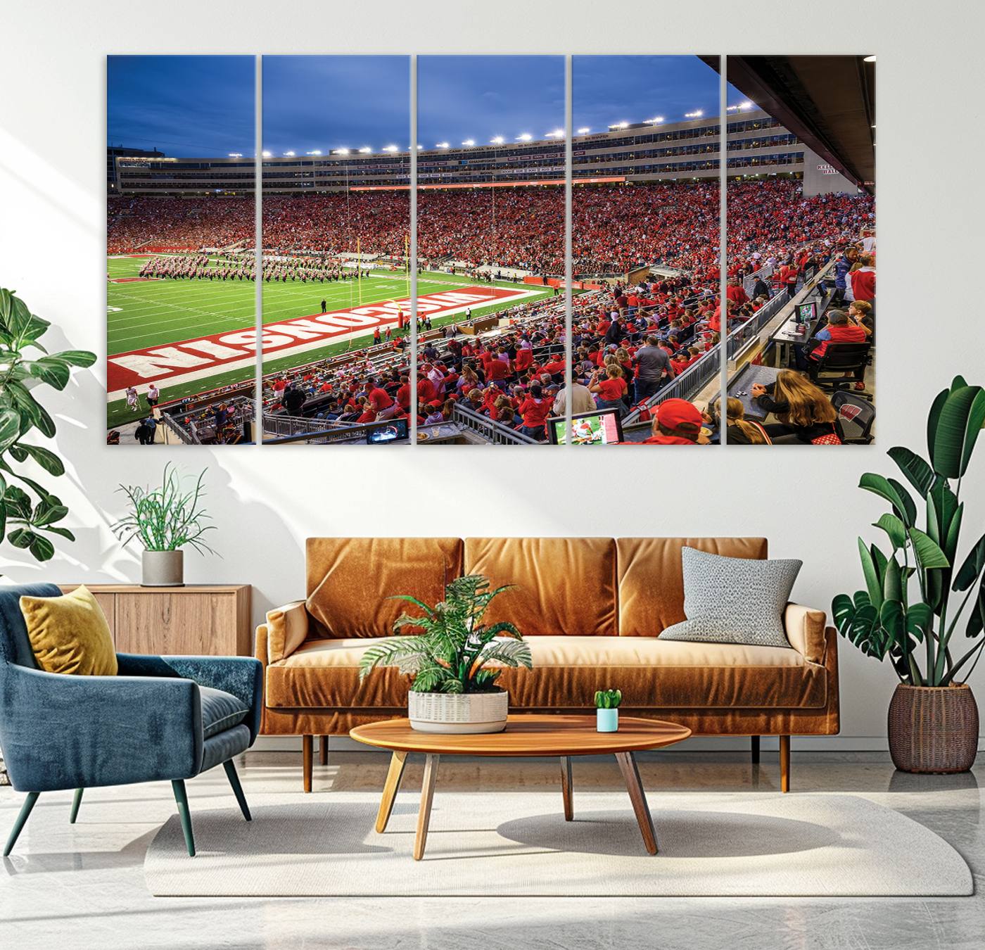 57601-MGV-CV-36X24-Wisconsin Badgers Football Team Print - Madison Camp Randall Stadium Wall Art, Wisconsin Badgers Canvas Print