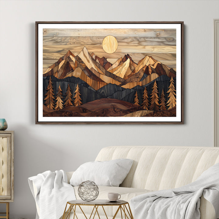 Wood Mountain Landscape Canvas Print, Sunset Hills Print, Framed Abstract Nature Art Print, Wood Mountain Print Wall Art