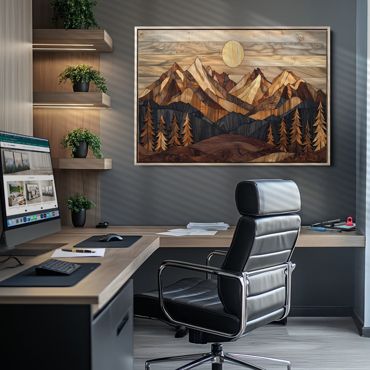 Wood Mountain Landscape Canvas Print, Sunset Hills Print, Framed Abstract Nature Art Print, Wood Mountain Print Wall Art