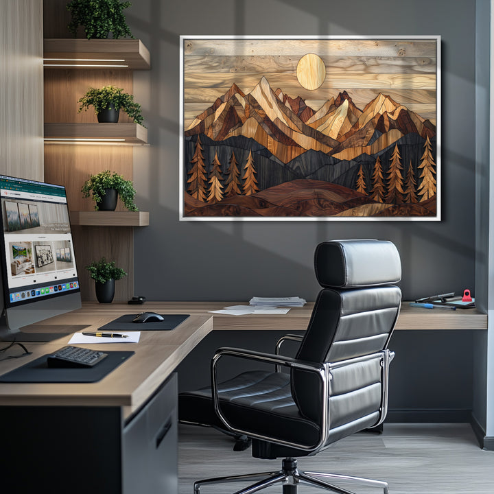 Wood Mountain Landscape Canvas Print, Sunset Hills Print, Framed Abstract Nature Art Print, Wood Mountain Print Wall Art