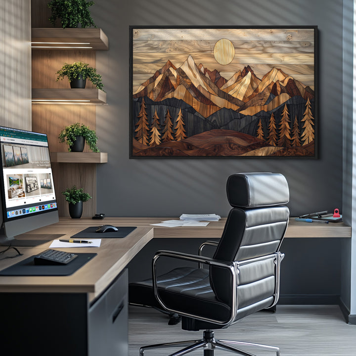 Wood Mountain Landscape Canvas Print, Sunset Hills Print, Framed Abstract Nature Art Print, Wood Mountain Print Wall Art