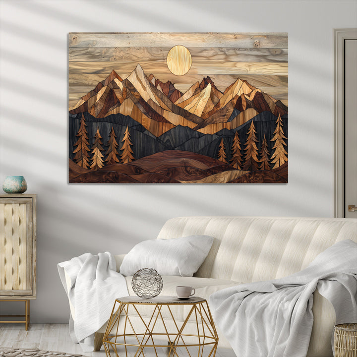 Wood Mountain Landscape Canvas Print, Sunset Hills Print, Framed Abstract Nature Art Print, Wood Mountain Print Wall Art