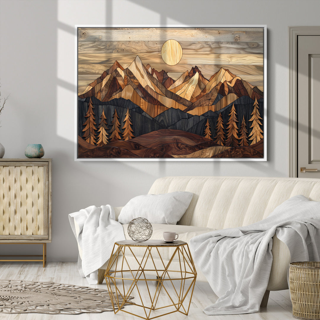 Wood Mountain Landscape Canvas Print, Sunset Hills Print, Framed Abstract Nature Art Print, Wood Mountain Print Wall Art