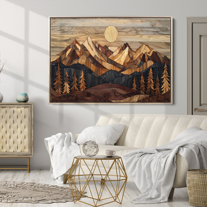 Wood Mountain Landscape Canvas Print, Sunset Hills Print, Framed Abstract Nature Art Print, Wood Mountain Print Wall Art