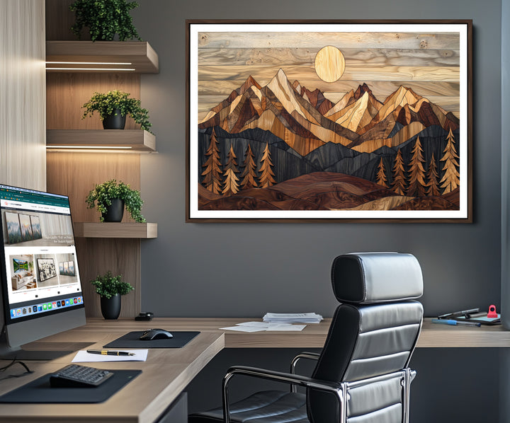 Wood Mountain Landscape Canvas Print, Sunset Hills Print, Framed Abstract Nature Art Print, Wood Mountain Print Wall Art