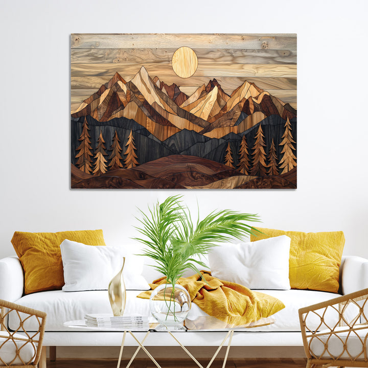 Wood Mountain Landscape Canvas Print, Sunset Hills Print, Framed Abstract Nature Art Print, Wood Mountain Print Wall Art