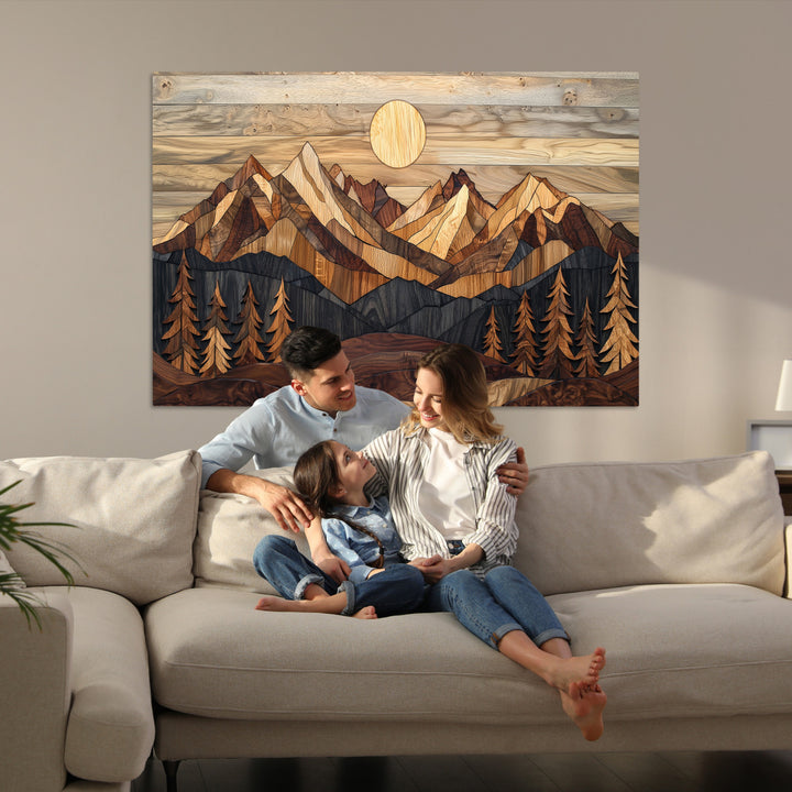 Wood Mountain Landscape Canvas Print, Sunset Hills Print, Framed Abstract Nature Art Print, Wood Mountain Print Wall Art