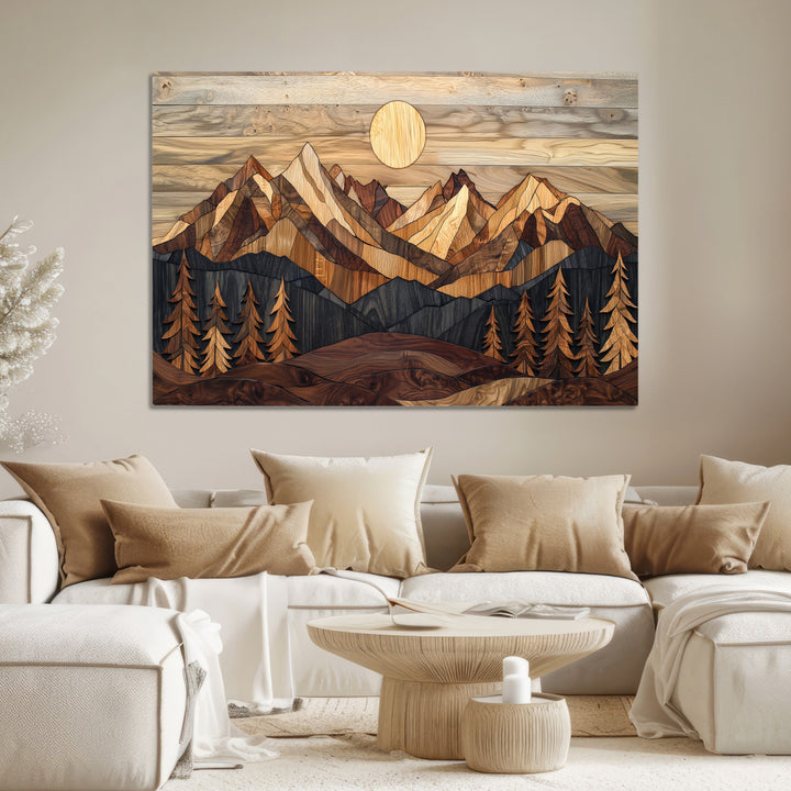 Wood Mountain Landscape Canvas Print, Sunset Hills Print, Framed Abstract Nature Art Print, Wood Mountain Print Wall Art