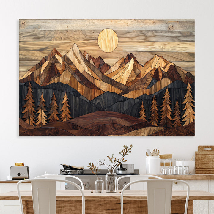Wood Mountain Landscape Canvas Print, Sunset Hills Print, Framed Abstract Nature Art Print, Wood Mountain Print Wall Art