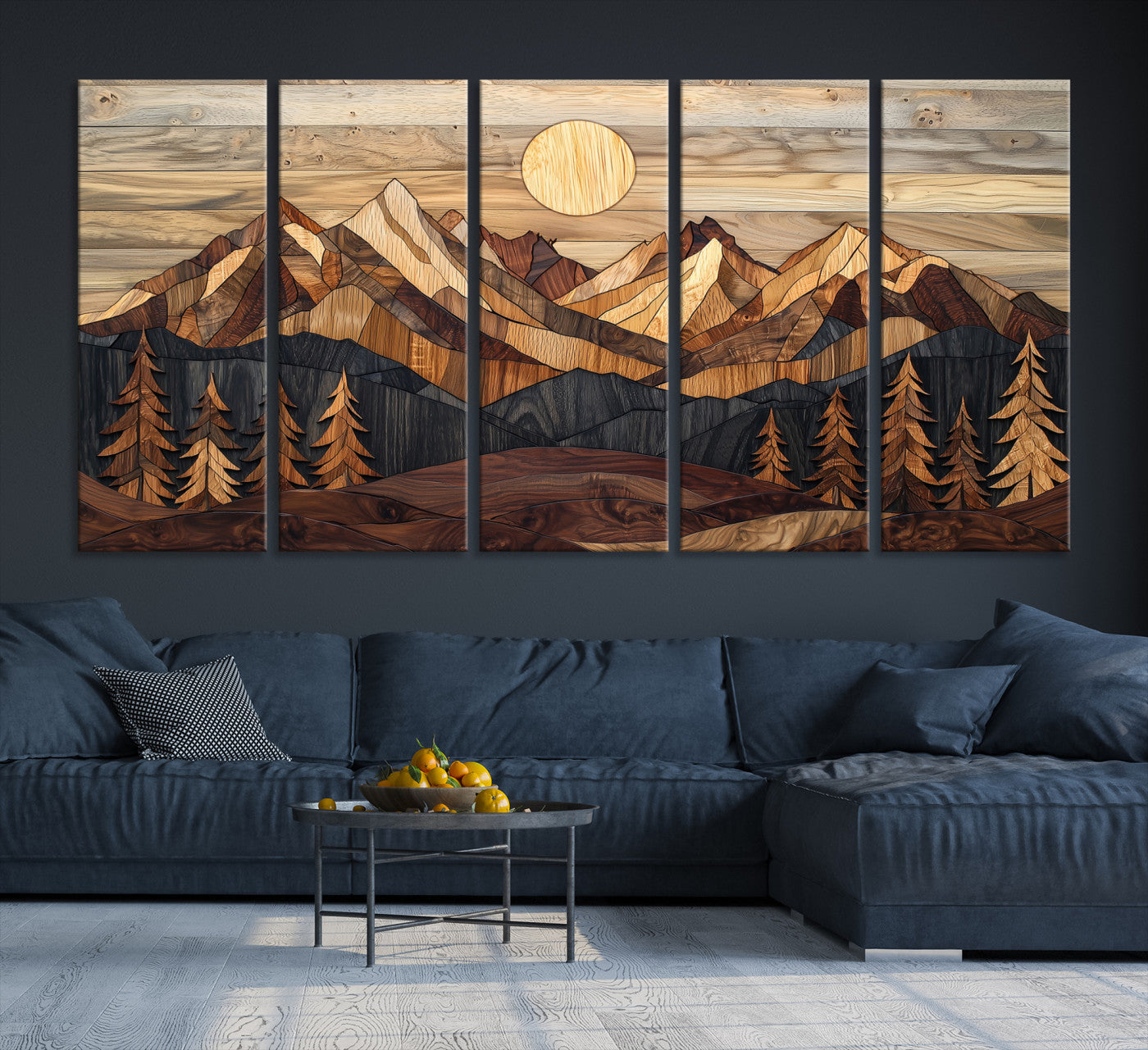 39116082-MGV-CV-36X24-Wood Mountain Landscape Canvas Print, Sunset Hills Print, Framed Abstract Nature Art Print, Wood Mountain Print Wall Art