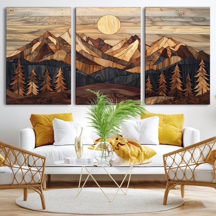 Wood Mountain Landscape Canvas Print, Sunset Hills Print, Framed Abstract Nature Art Print, Wood Mountain Print Wall Art