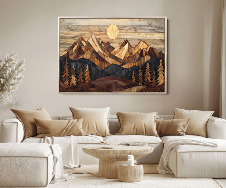 Wood Mountain Landscape Canvas Print, Sunset Hills Print, Framed Abstract Nature Art Print, Wood Mountain Print Wall Art