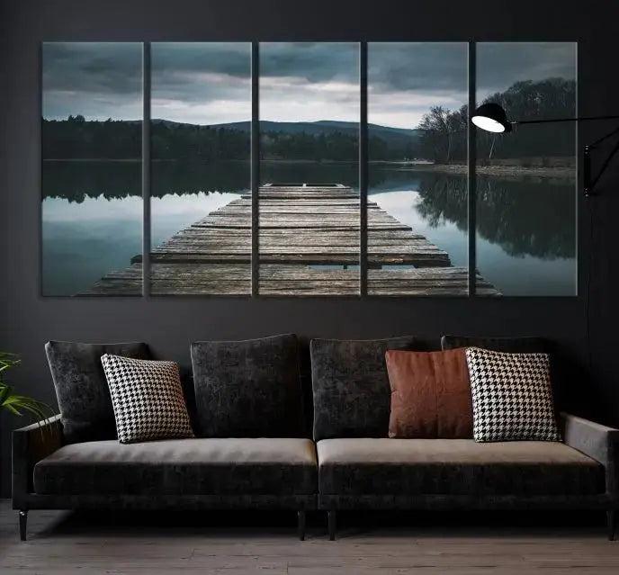 Edit-Images-Wooden Bridge Near Lake Wall Art Canvas Print
