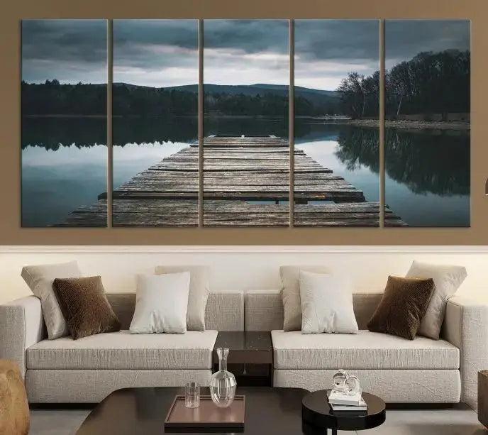 Edit-Images-Wooden Bridge Near Lake Wall Art Canvas Print