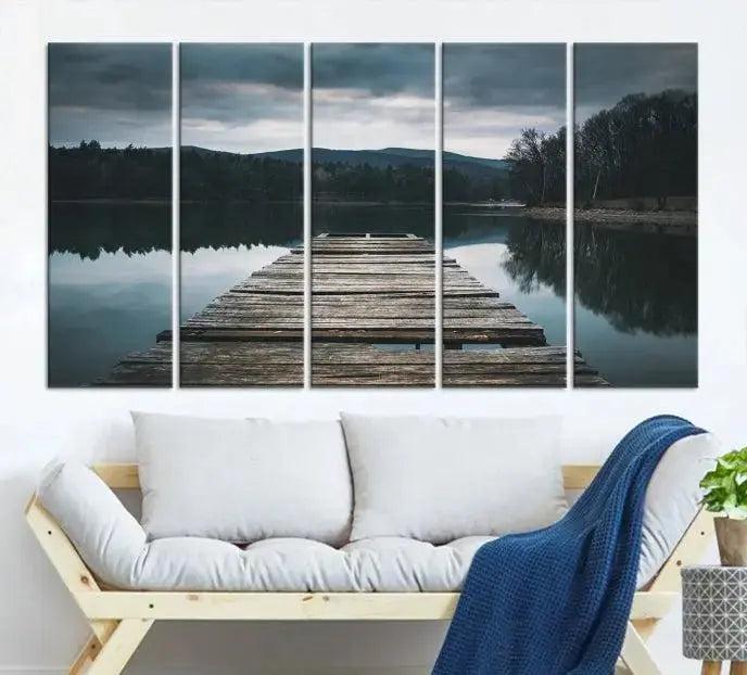 Edit-Images-Wooden Bridge Near Lake Wall Art Canvas Print