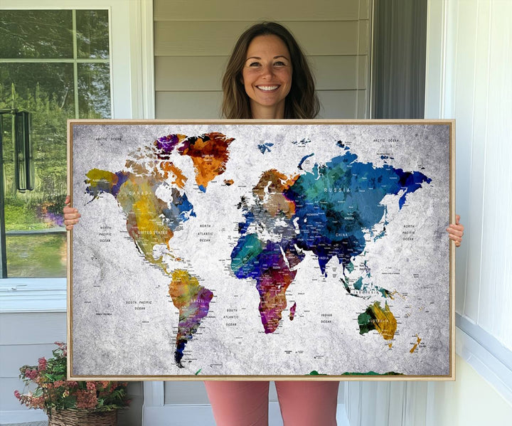 World Map Art Canvas Print