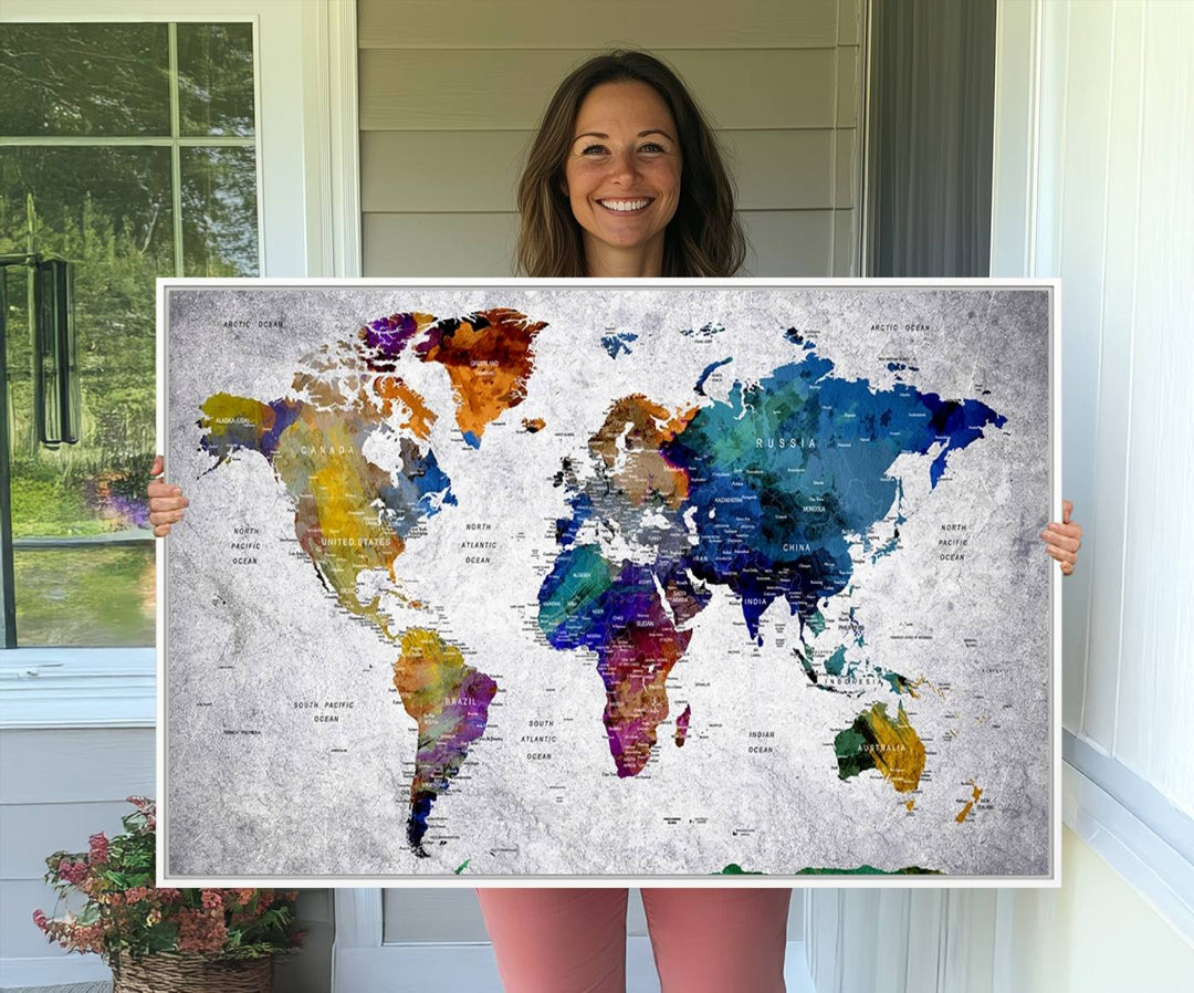 World Map Art Canvas Print