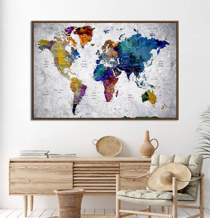 World Map Art Canvas Print