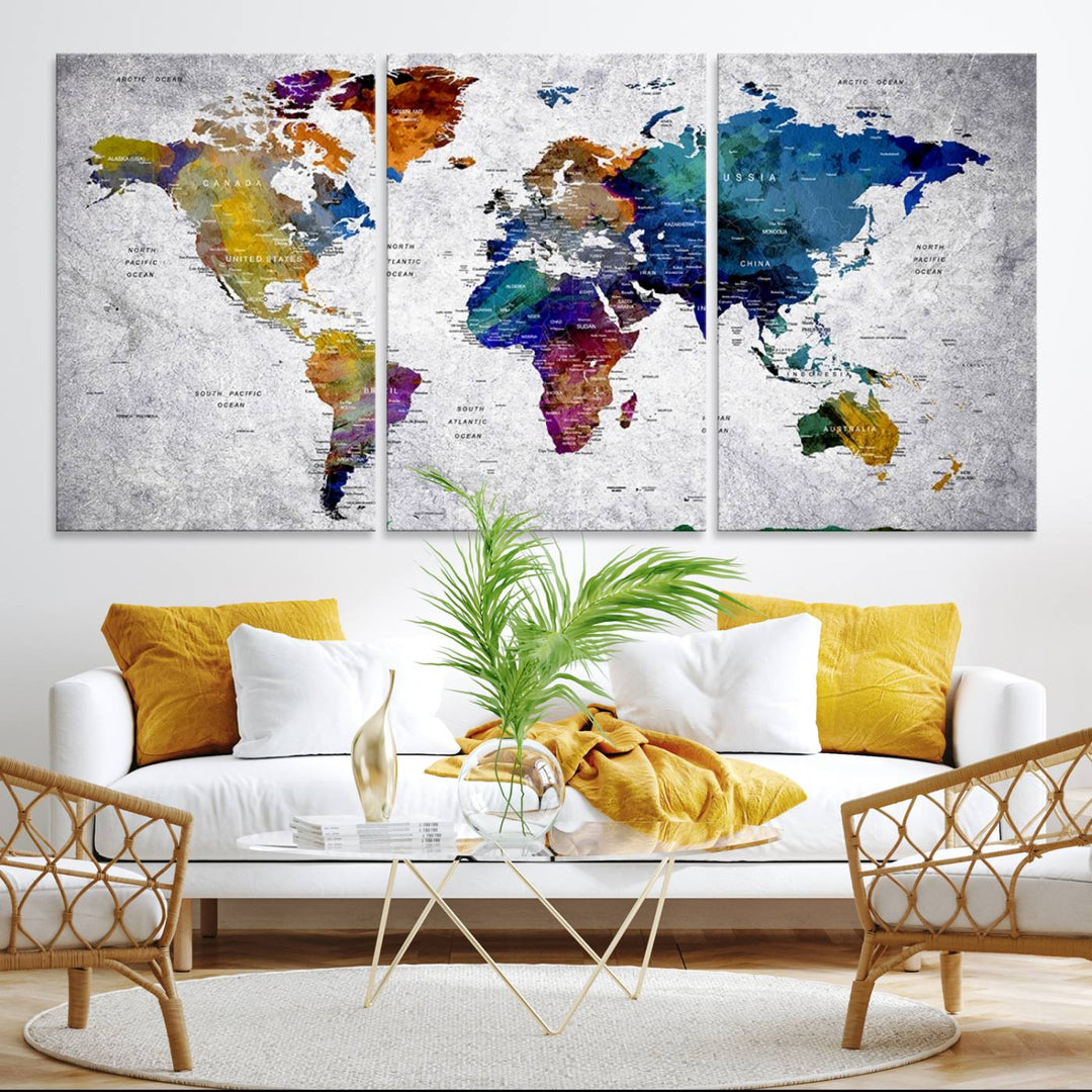 73670-MGV-CV-36X24-World Map Art Canvas Print