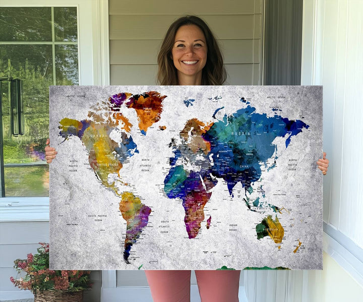 World Map Art Canvas Print