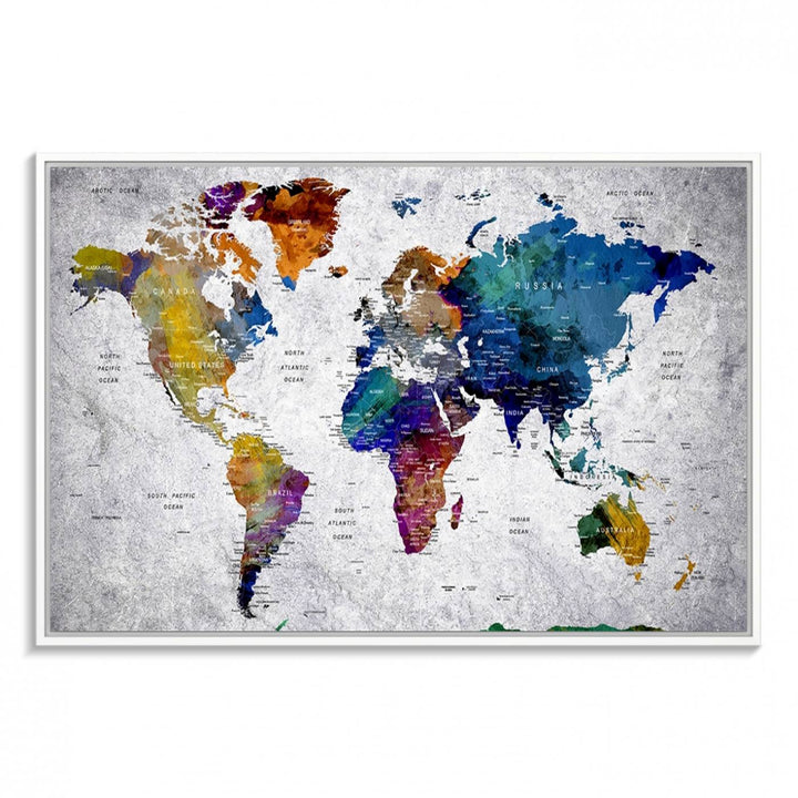 World Map Art Canvas Print