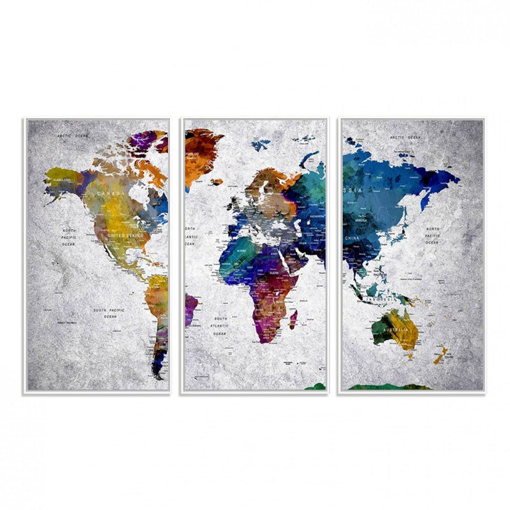 73670-MGV-FC-48X32-3P_White-World Map Art Canvas Print