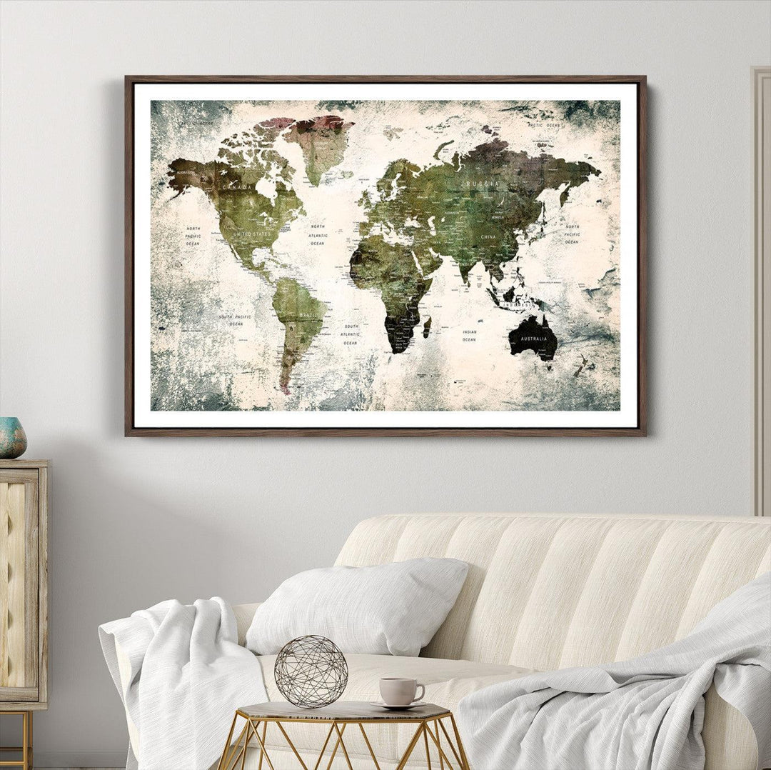 World Map Canvas PRINT, World Map Canvas Art