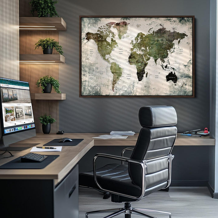 World Map Canvas PRINT, World Map Canvas Art