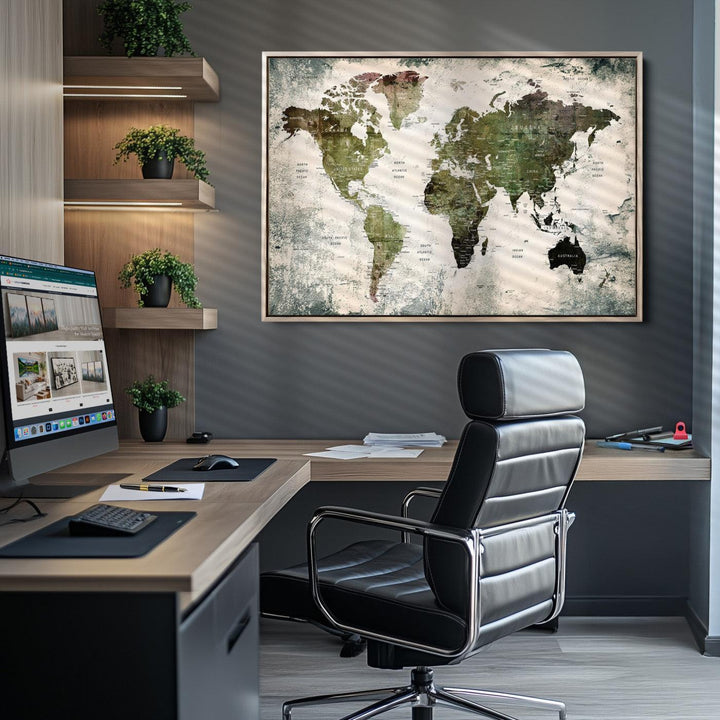 World Map Canvas PRINT, World Map Canvas Art