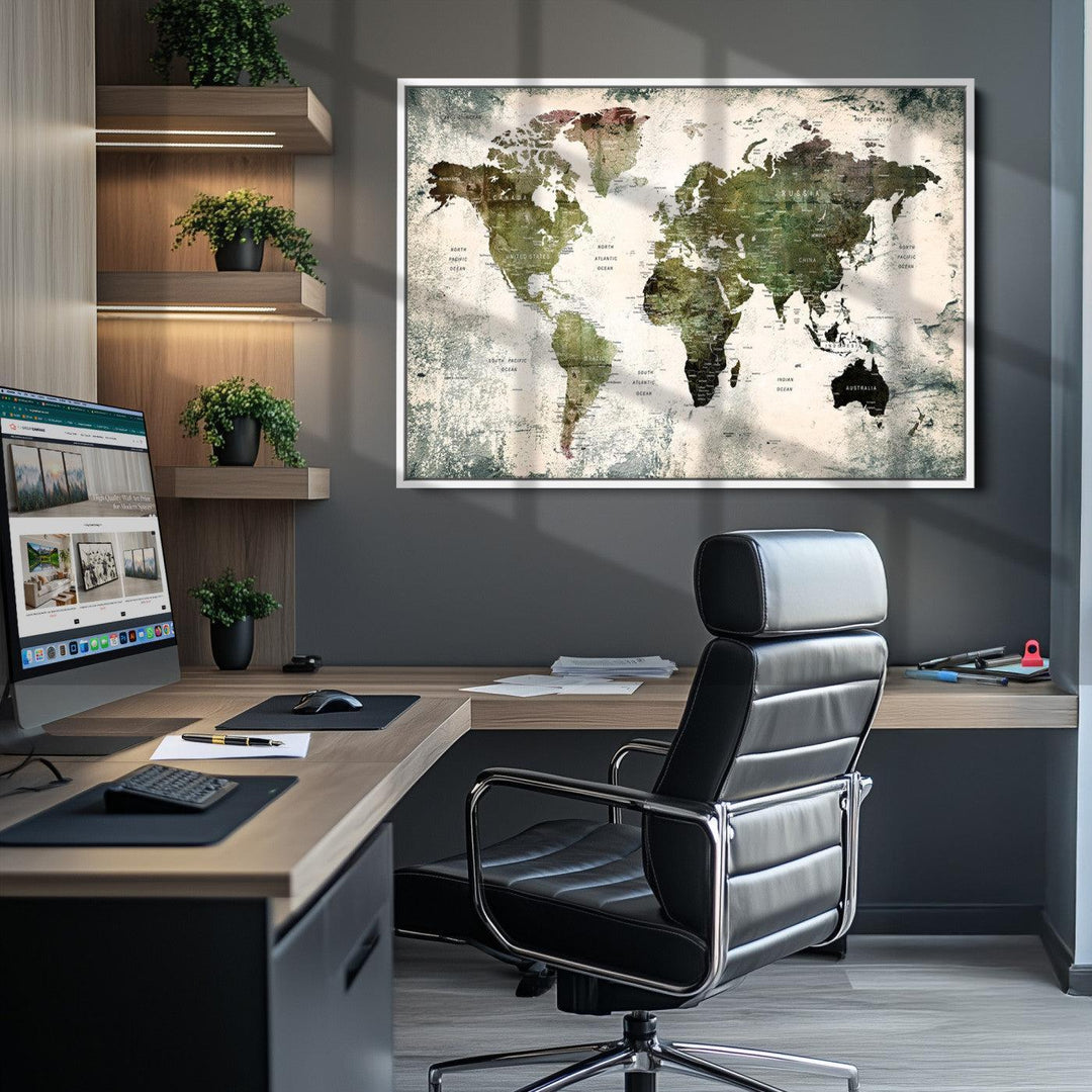 World Map Canvas PRINT, World Map Canvas Art