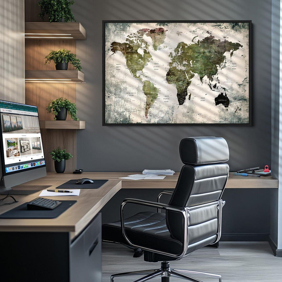 World Map Canvas PRINT, World Map Canvas Art