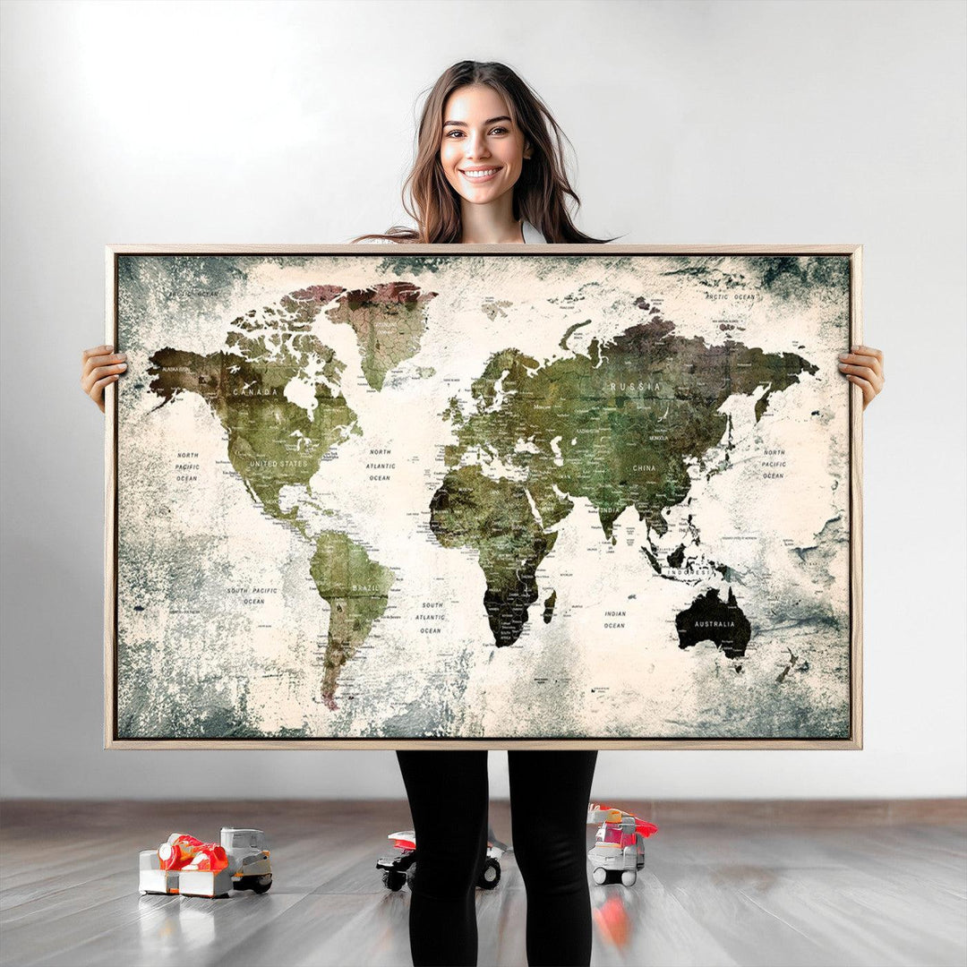 World Map Canvas PRINT, World Map Canvas Art