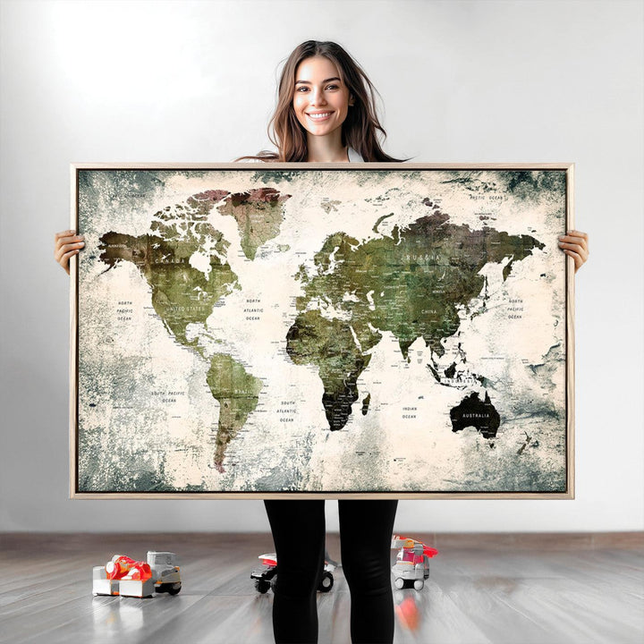 World Map Canvas PRINT, World Map Canvas Art