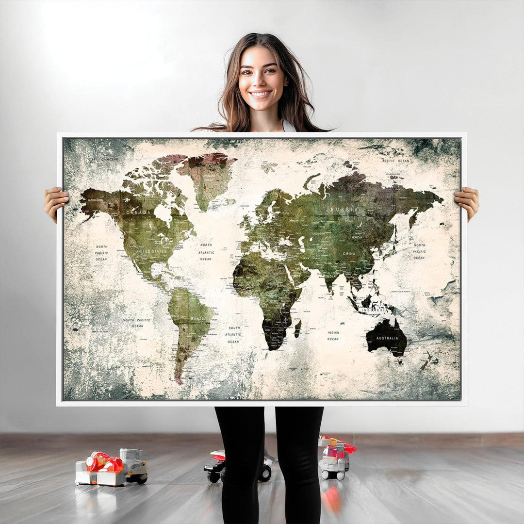 World Map Canvas PRINT, World Map Canvas Art