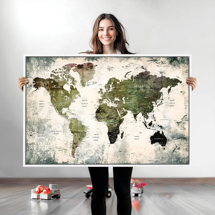 World Map Canvas PRINT, World Map Canvas Art