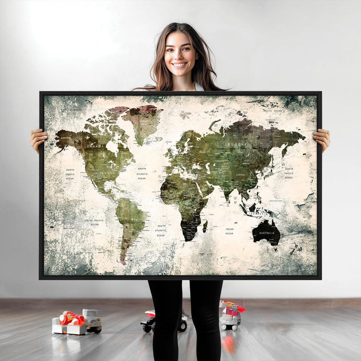 World Map Canvas PRINT, World Map Canvas Art