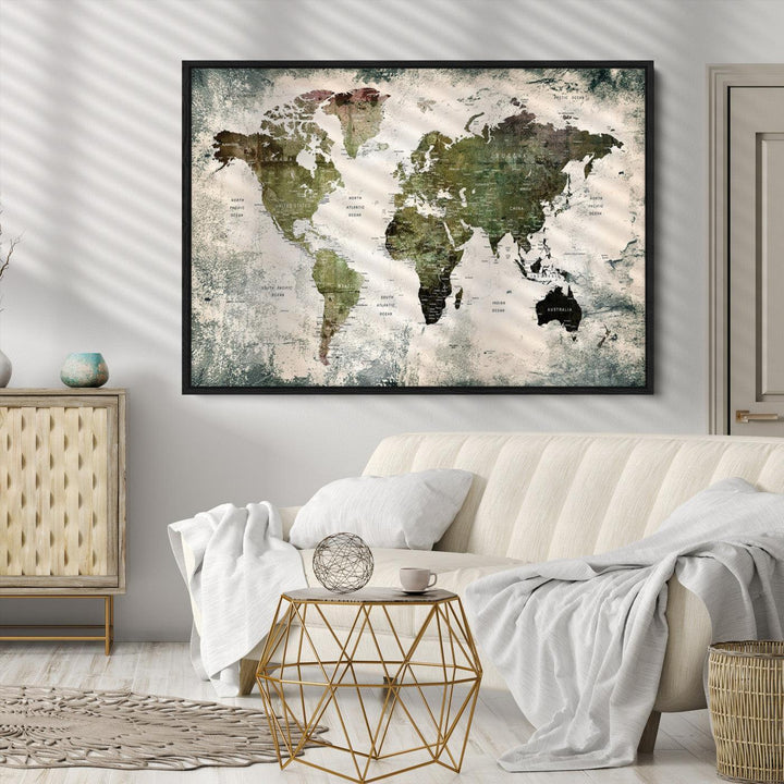 World Map Canvas PRINT, World Map Canvas Art