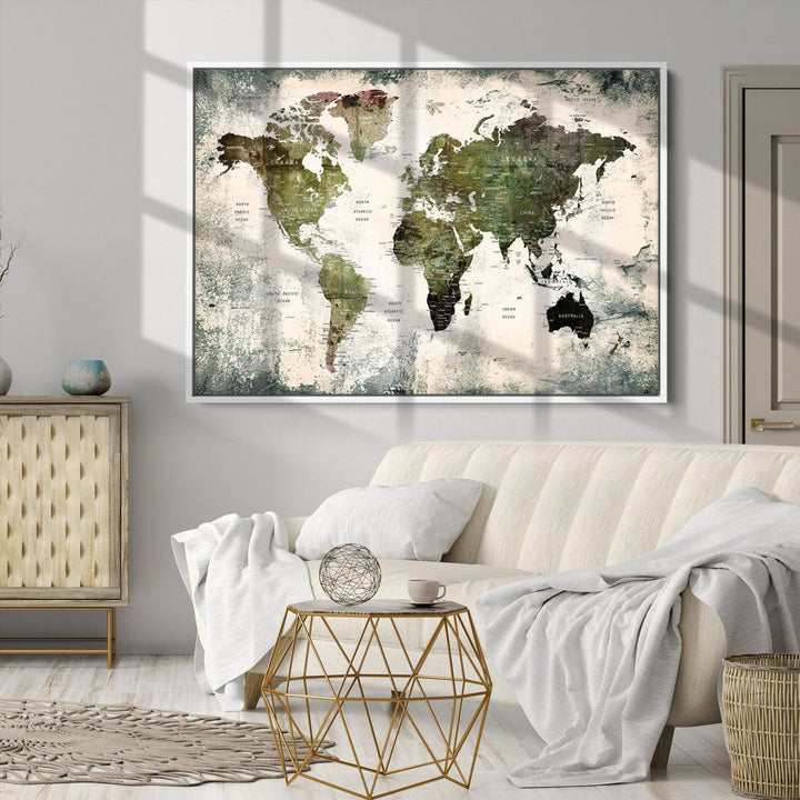 World Map Canvas PRINT, World Map Canvas Art