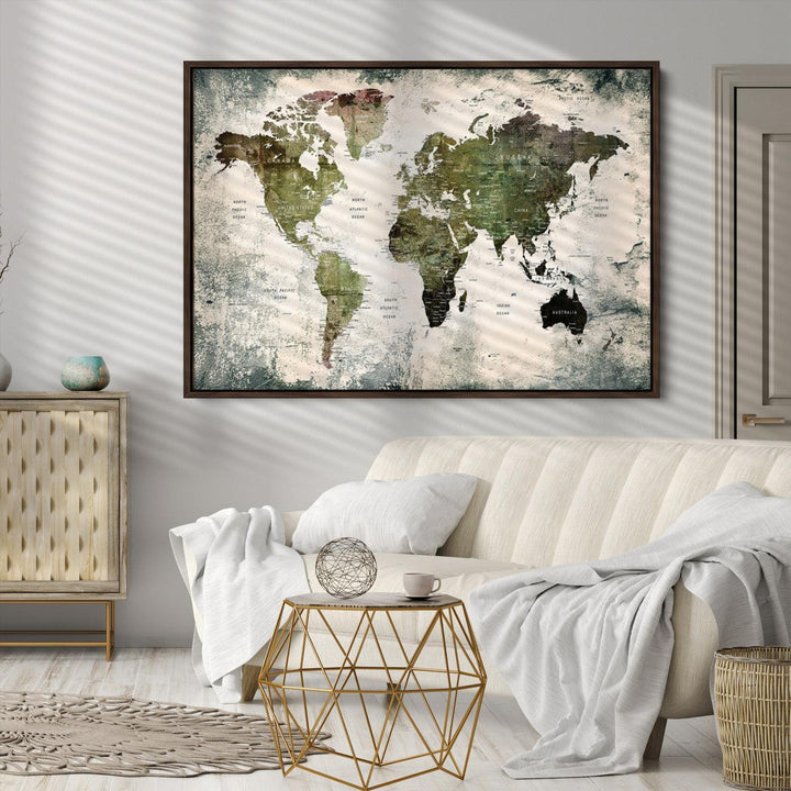 World Map Canvas PRINT, World Map Canvas Art