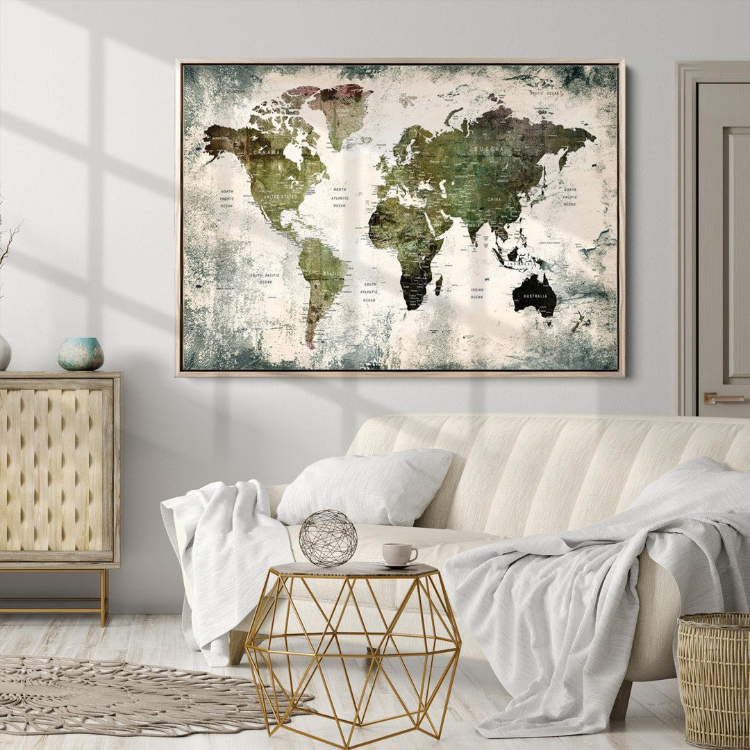 World Map Canvas PRINT, World Map Canvas Art